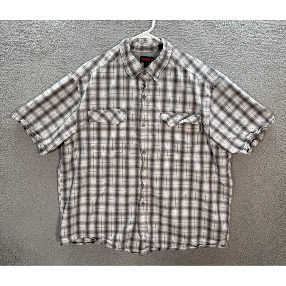 Wolverine Shirt Adult XL Gray Plaid Vented Cape Outdoors Workwear Chore Mens